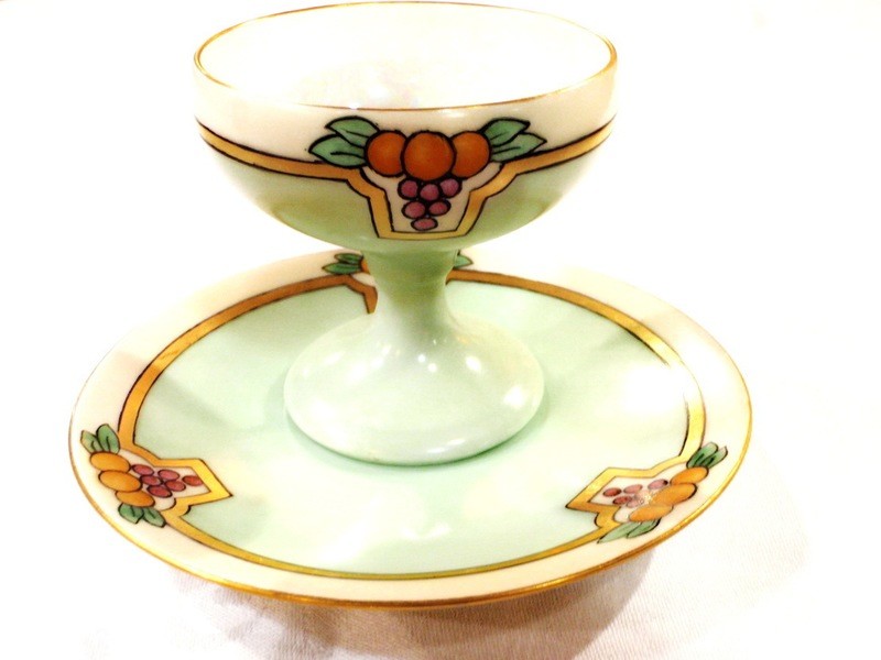 Hand Painted Art Deco Dessert Set Lustre Ware