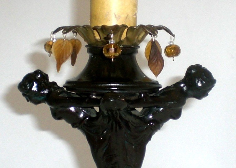 Pair Art Deco Lamps with Nudes 