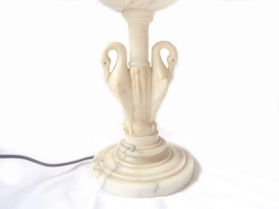 Double Swan Hand Carved Lamp 