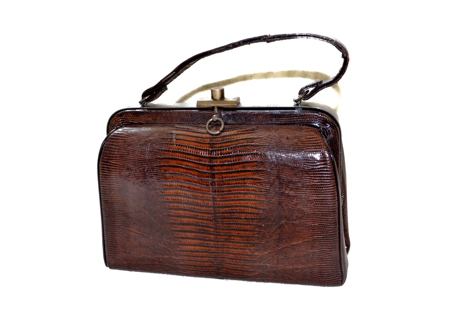 Vintage Box Style Alligator Handbag Purse Condition