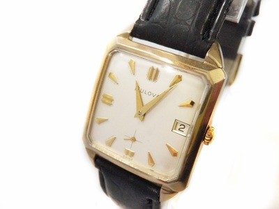 1964 Bulova Square Watch Faceted Corners Watch Sub-seconds 10k Gold Plate