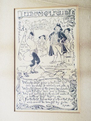 Antique Golfing Lithography - Golf Men's Club 