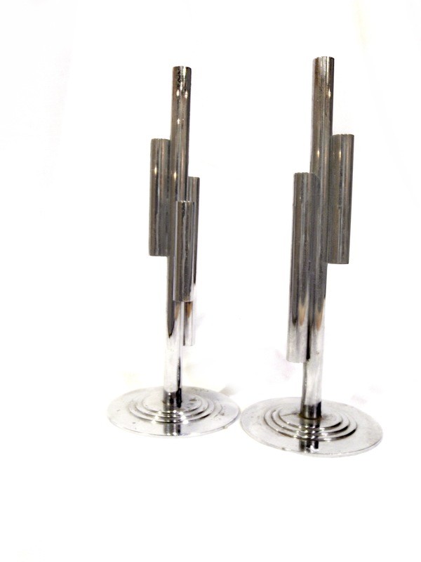 2 Chase Chrome Candle Holders or Bud Vases
