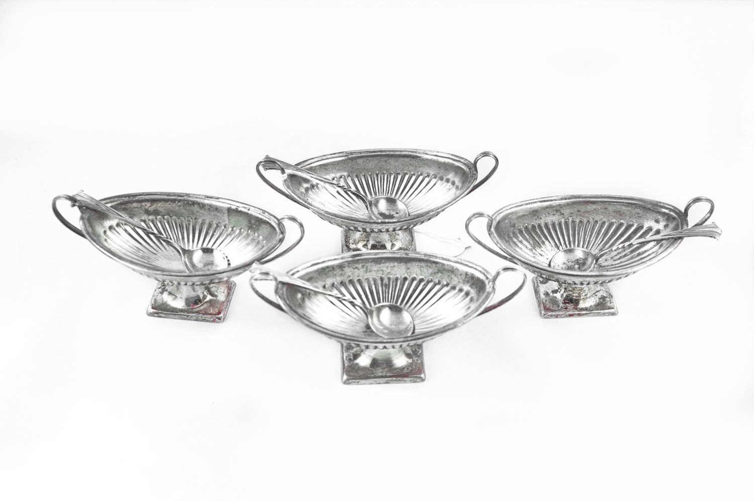 4 Sheffield England 1896 Silver Georgian Urn Open Salters Spoons