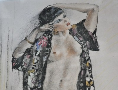 Original Art Deco Sgd Edouard Chimot Erotic Female Nude Lithograph