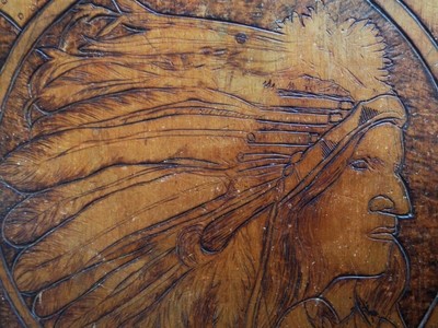 Folk Art Hand Carved North American Indian Chief Wood Plaque