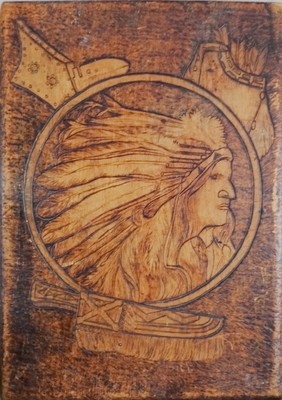 Folk Art Hand Carved North American Indian Chief Wood Plaque