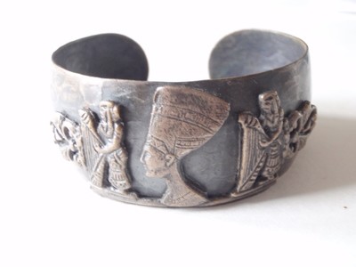 Vintage Nefertiti Egyptian Revival Bracelet Brooch Set