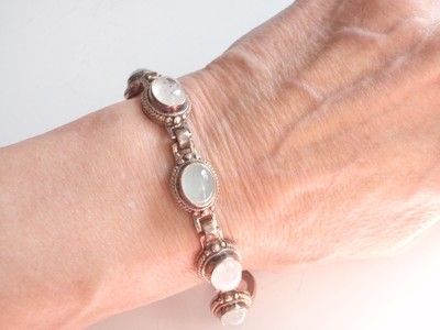 Chalcedony and Moonstone Cabochons set in Sterling 