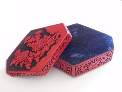 Large Vintage Cinnabar Jewelry Casket 