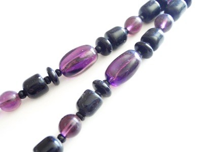 1970's Beaded Onyx and Amethyst Necklace