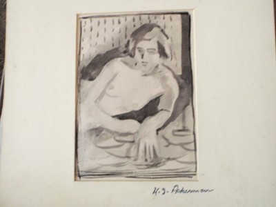 Listed Harry Gregory Ackerman Nude Ink Wash Painting 1932