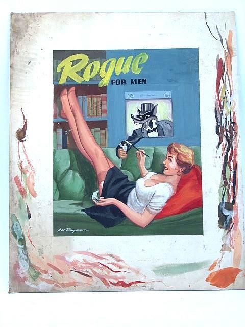 Lloyd Rognan Original Watercolour Painting for Rogue Magazine Cover Sultry Lady and Classic Wolf