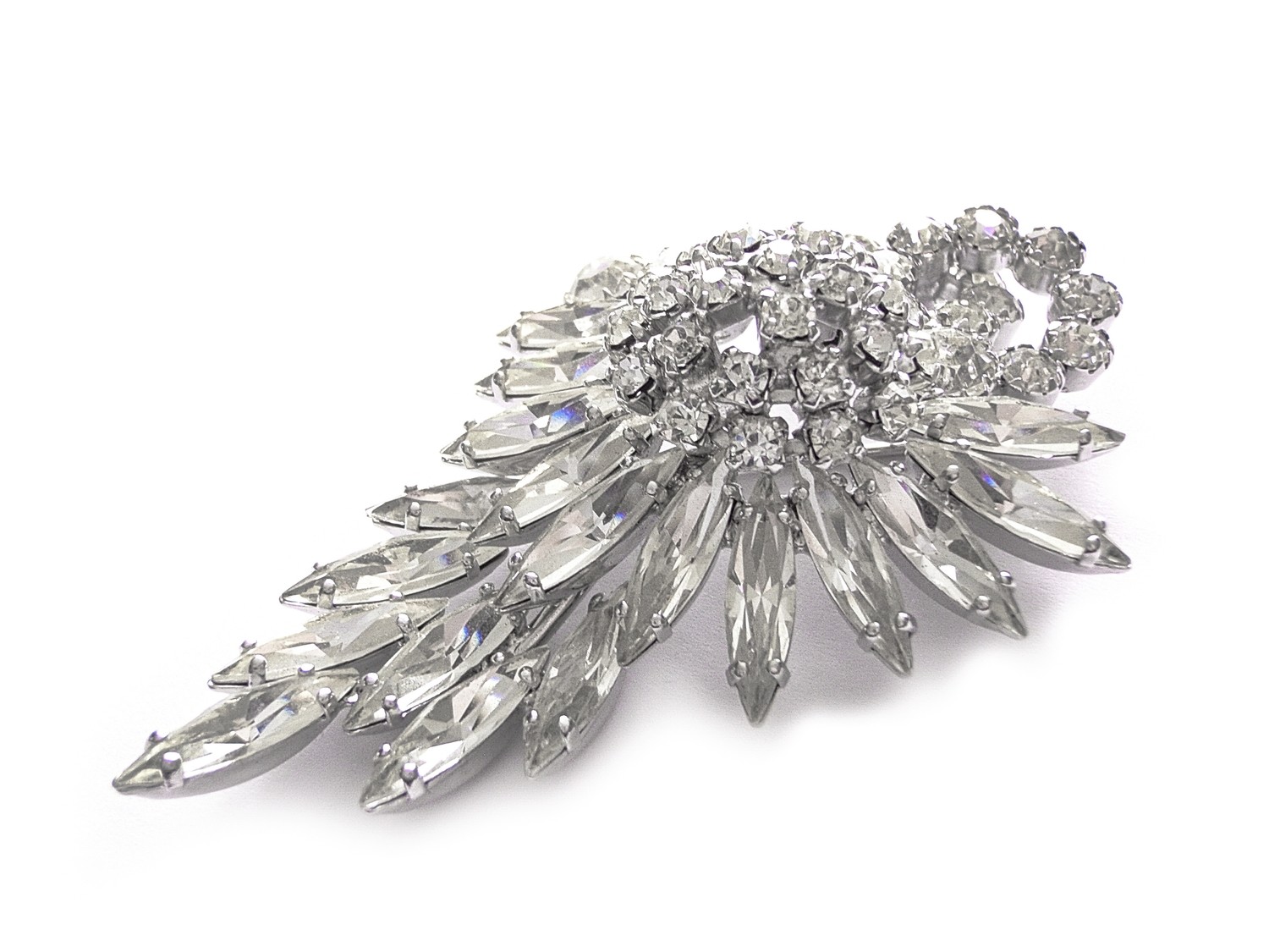 Gorgeous 1950s Large Crystal Brooch Evening Wear Wedding Brooch