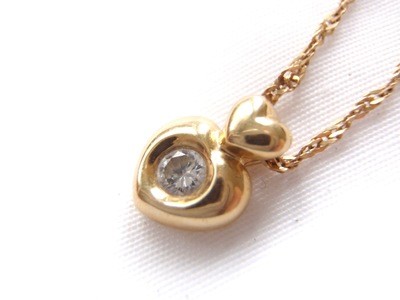 Double Heart 18k Yellow Gold Pendant and Chain 