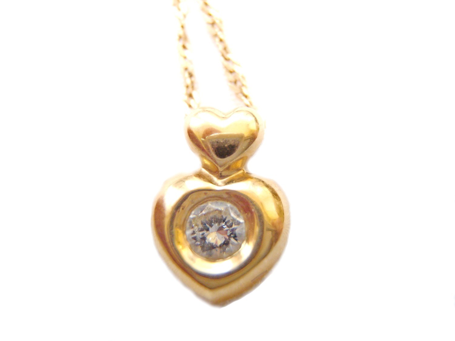 Double Heart 18k Yellow Gold Pendant and Chain 