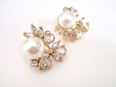 Choker and Earrings Combo with Crystal Hearts and Pearls 