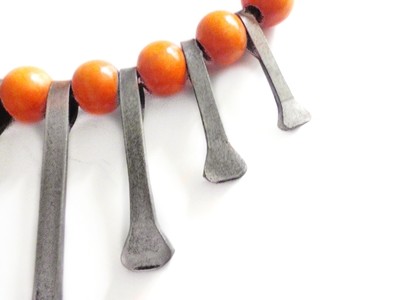 RARE Mid Century Brutalist Wood and Wire Necklace 