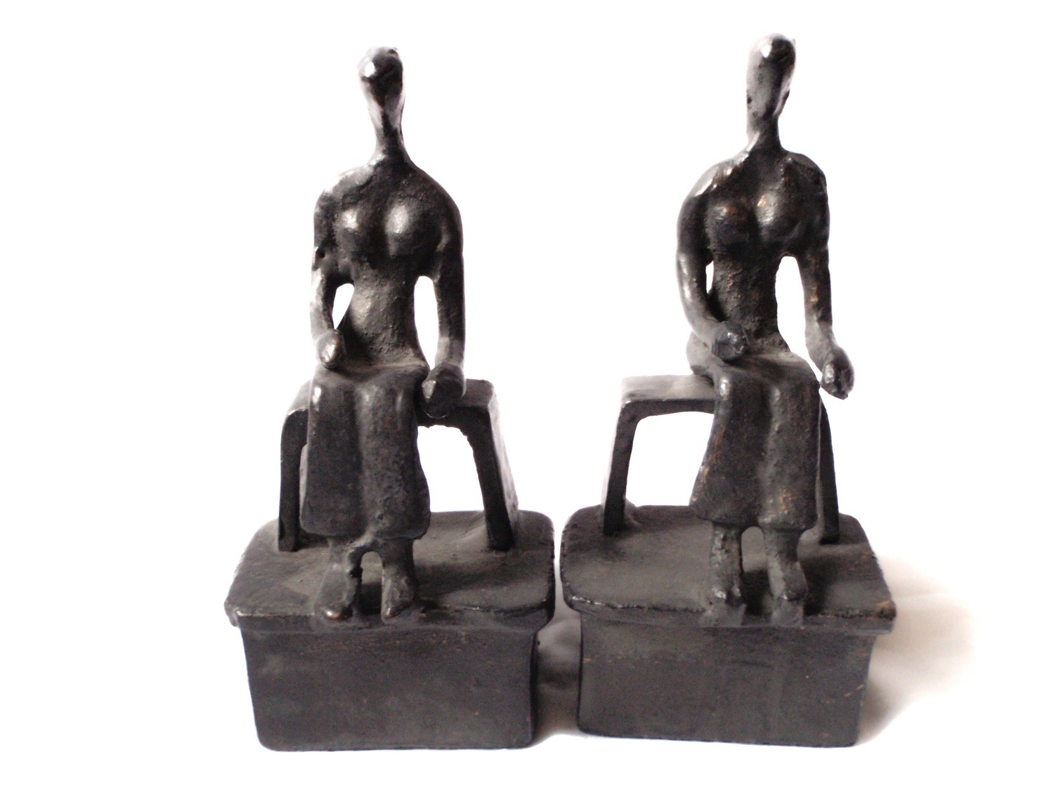 Modernist Mid Century Bookends After Henry Moore Two Nude Females