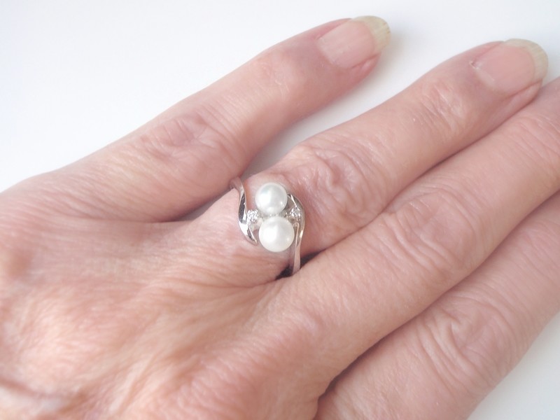 Romany Two Pearl Diamond Ring 