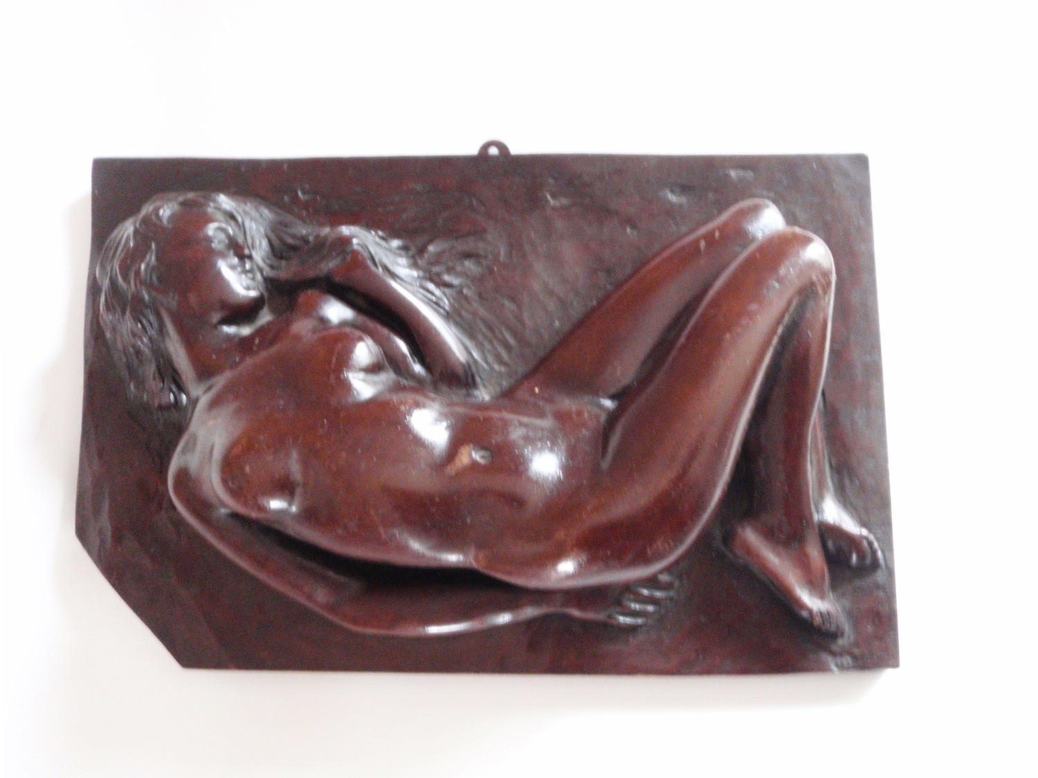 Art Nouveau Hand Carved Wood Nude Woman