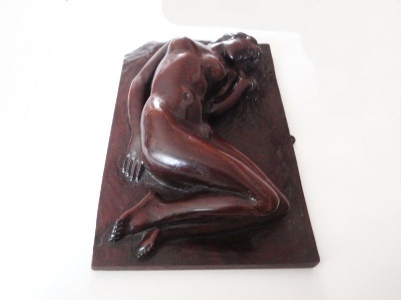 Art Nouveau Hand Carved Wood Nude Woman