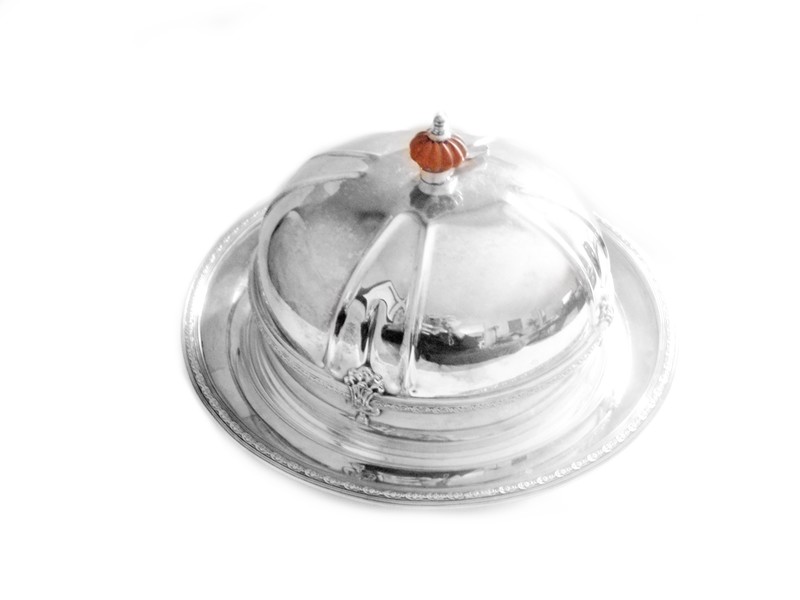 2 Birks Art Nouveau Silver Lidded Hot Cold Serving Dish 3 pcs Montfort Pattern