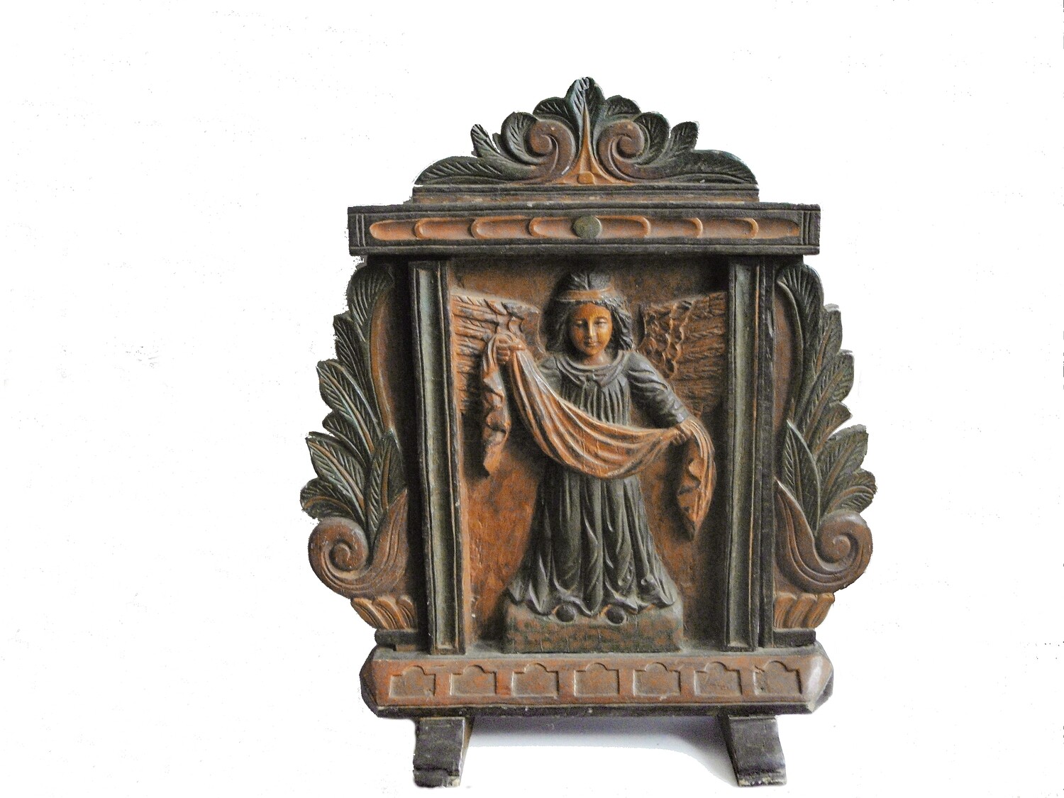 Antique Hand Carved and Painted Wood Icon