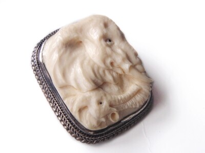 Anglo Indian Ivory Brooch Pendant