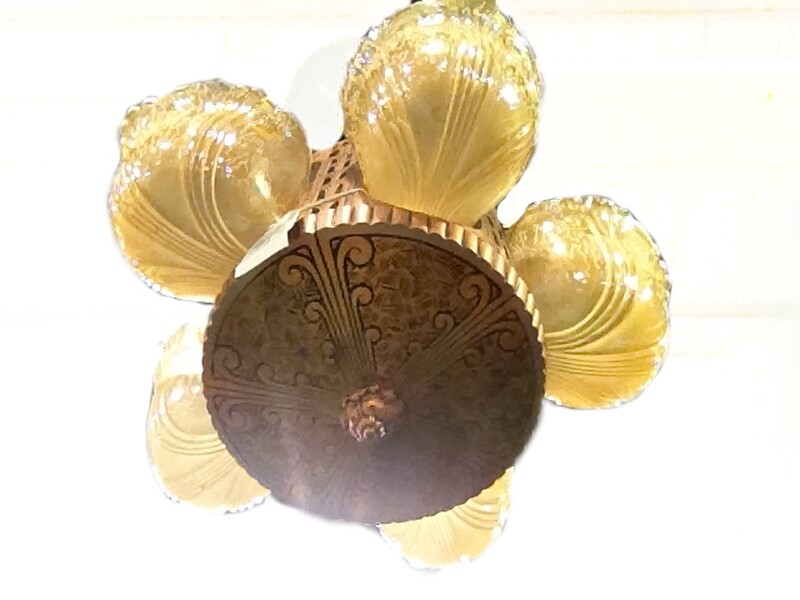 Art Deco 5 Slip Shade Chandelier 1920s Ceiling Lighting