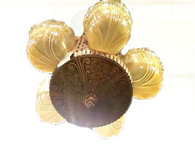 Art Deco 5 Slip Shade Chandelier 1920s Ceiling Lighting
