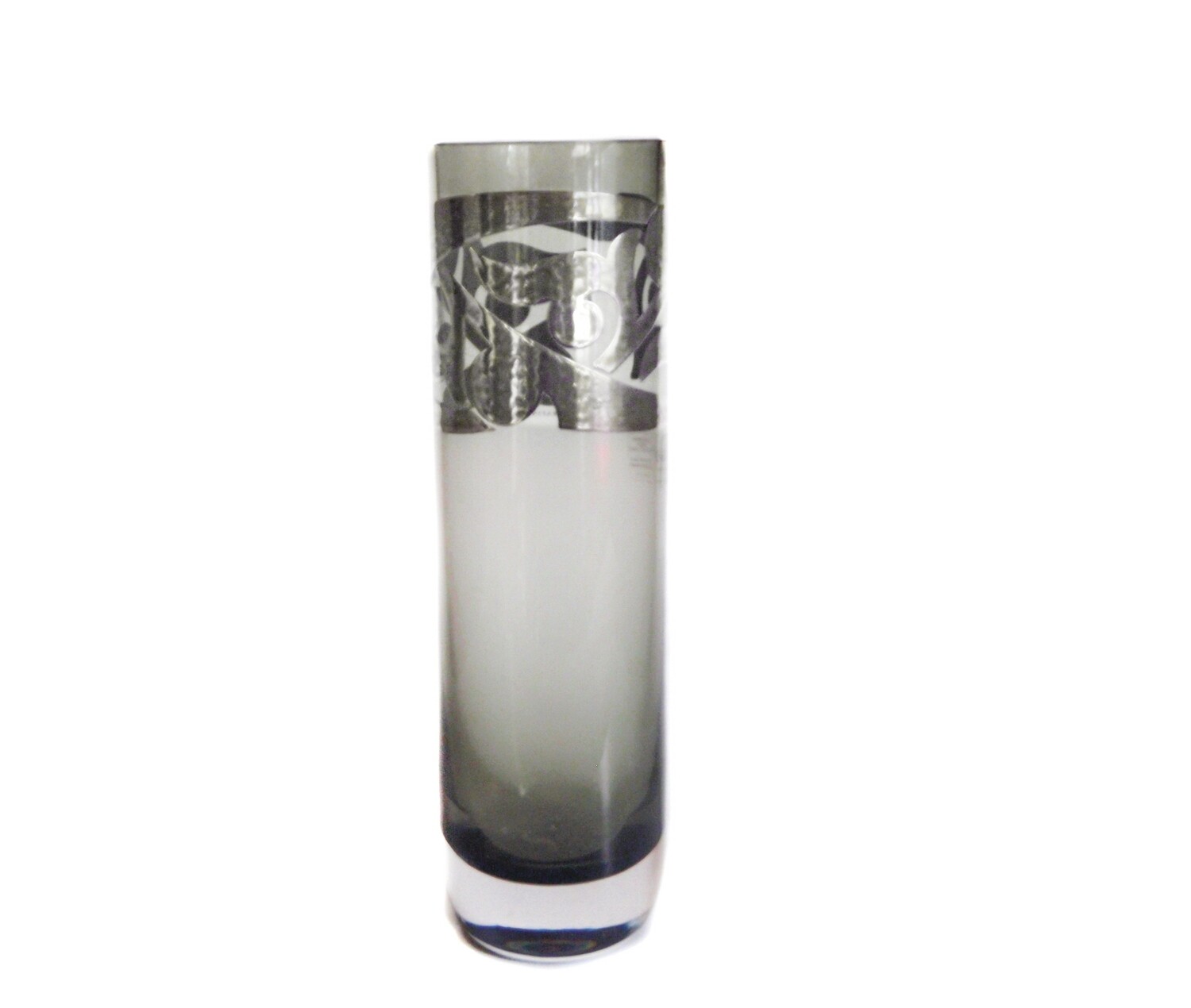 Vintage Ettore Sottsass Silver and Topaz Glass Vase Egizia Italy