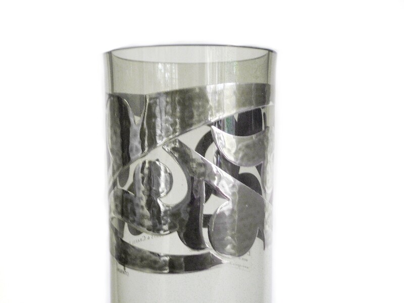 Vintage Ettore Sottsass Silver and Topaz Glass Vase Egizia Italy