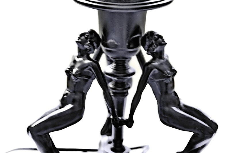 1920s Art Deco Three Naked Women Table Lamp Nude Burlesque Dancers