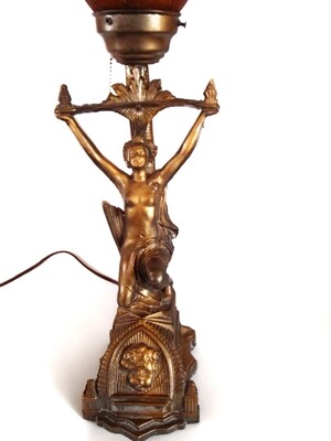 RARE Art Deco 1920's Table Lamp of Goddess 