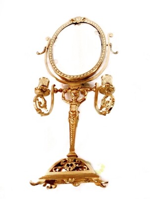 Antique French Bronze Putti Candelabra Cheval Mirror 1800s French