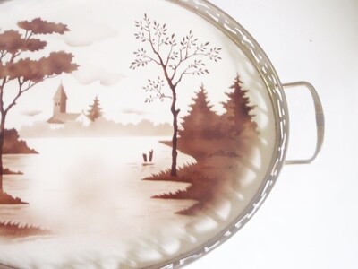 Antique Scenic Porcelain Tray German Pottery Platter