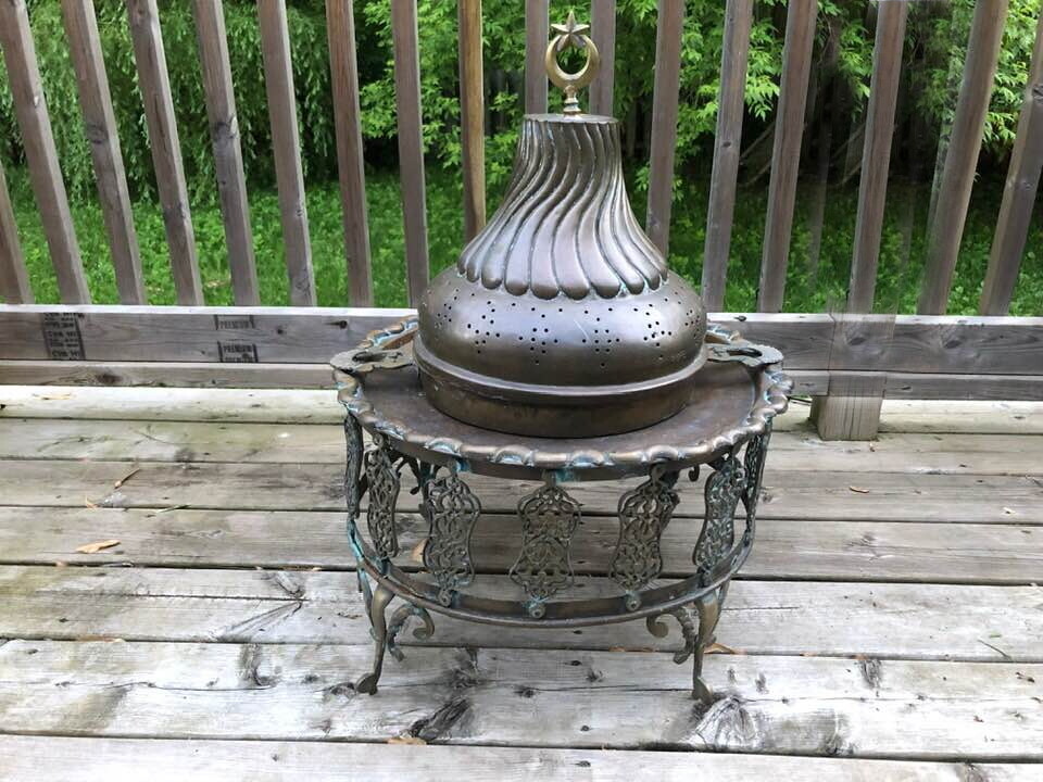 19th Century Turkish Brazier Copper and Brass for Deck, Patio, Balcony