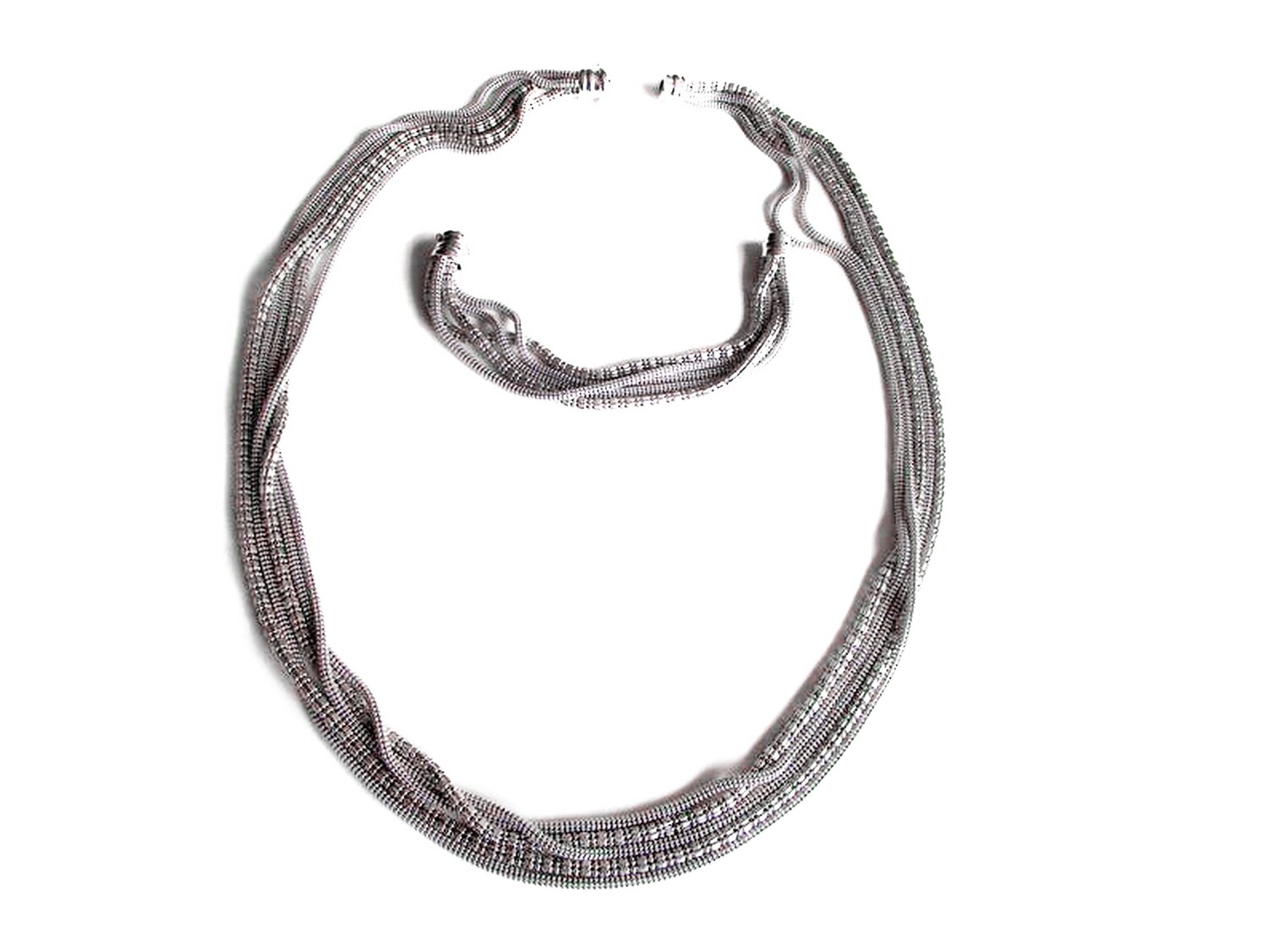 Vintage Italian Multi Strand Sterling Necklace Bracelet Set