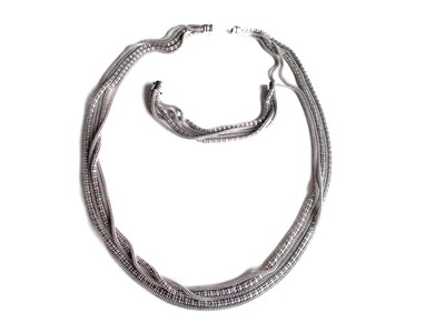 Vintage Italian Multi Strand Sterling Necklace Bracelet Set