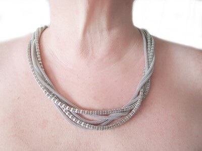 Italian Silver Necklace and Bracelet Set for Her