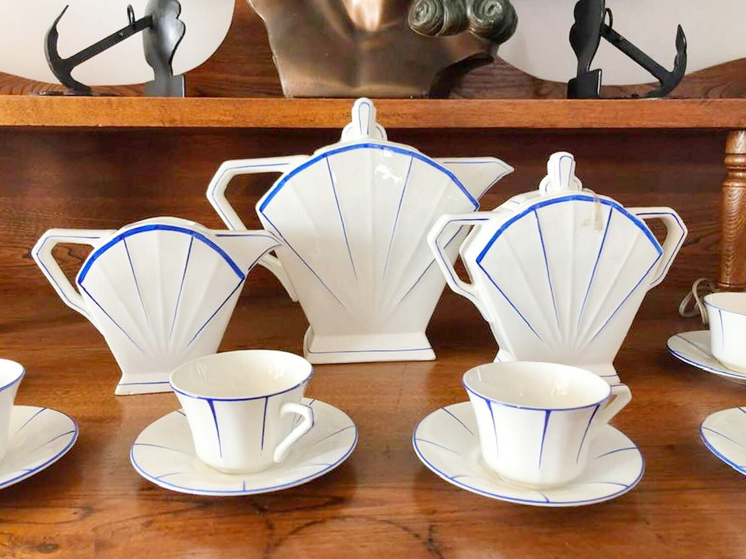 27pc Art Deco French Ceramic Coffee Set Service for 12