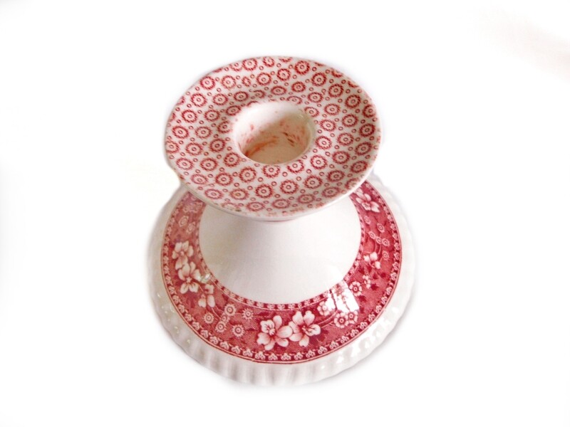 Spode Pink Tower Candleholders