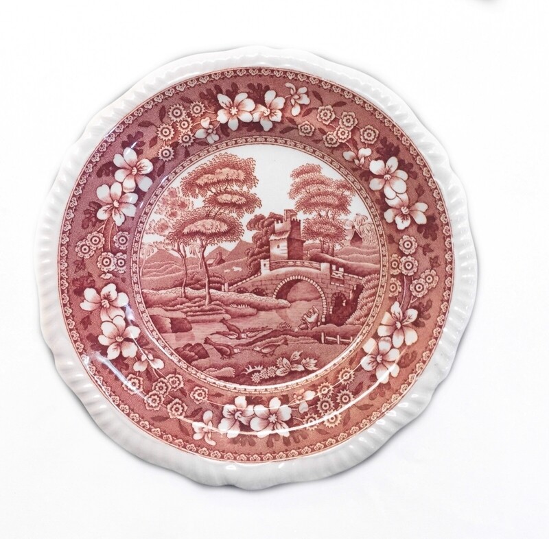 Spode Pink Tower 6 3/4 Inch Bread Bun Plates