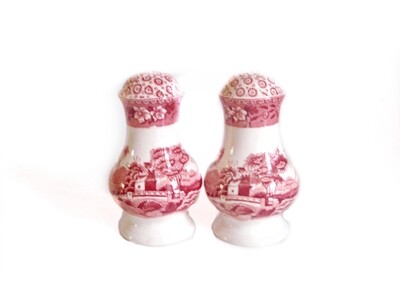 Spode Pink Tower Salt and Pepper Shakers