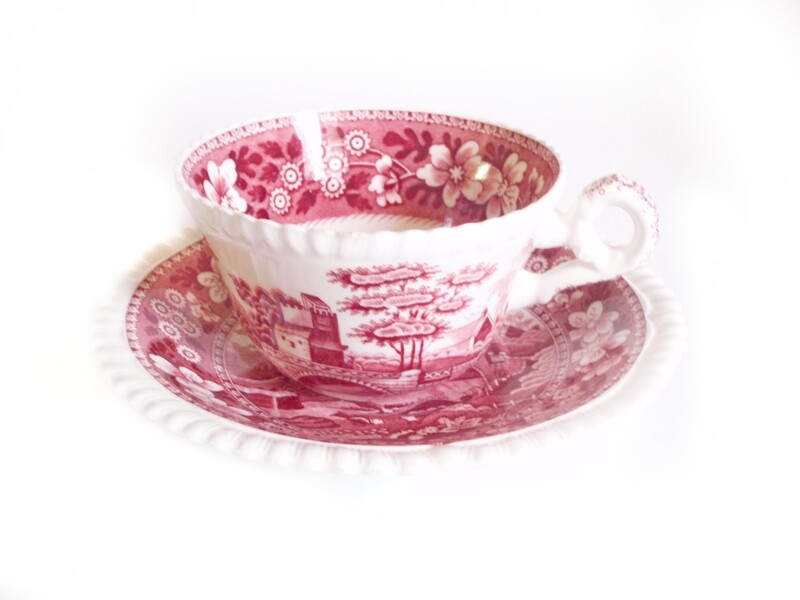 Copeland Spode Pink Tower Cups and Saucers
