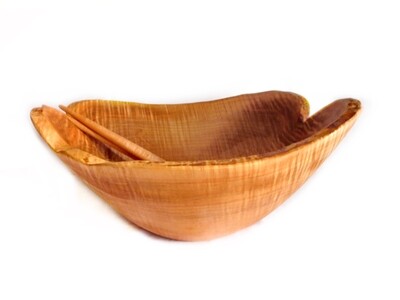 18 Inch Vintage Spalted Rough Edge Maple Decorative Bowl