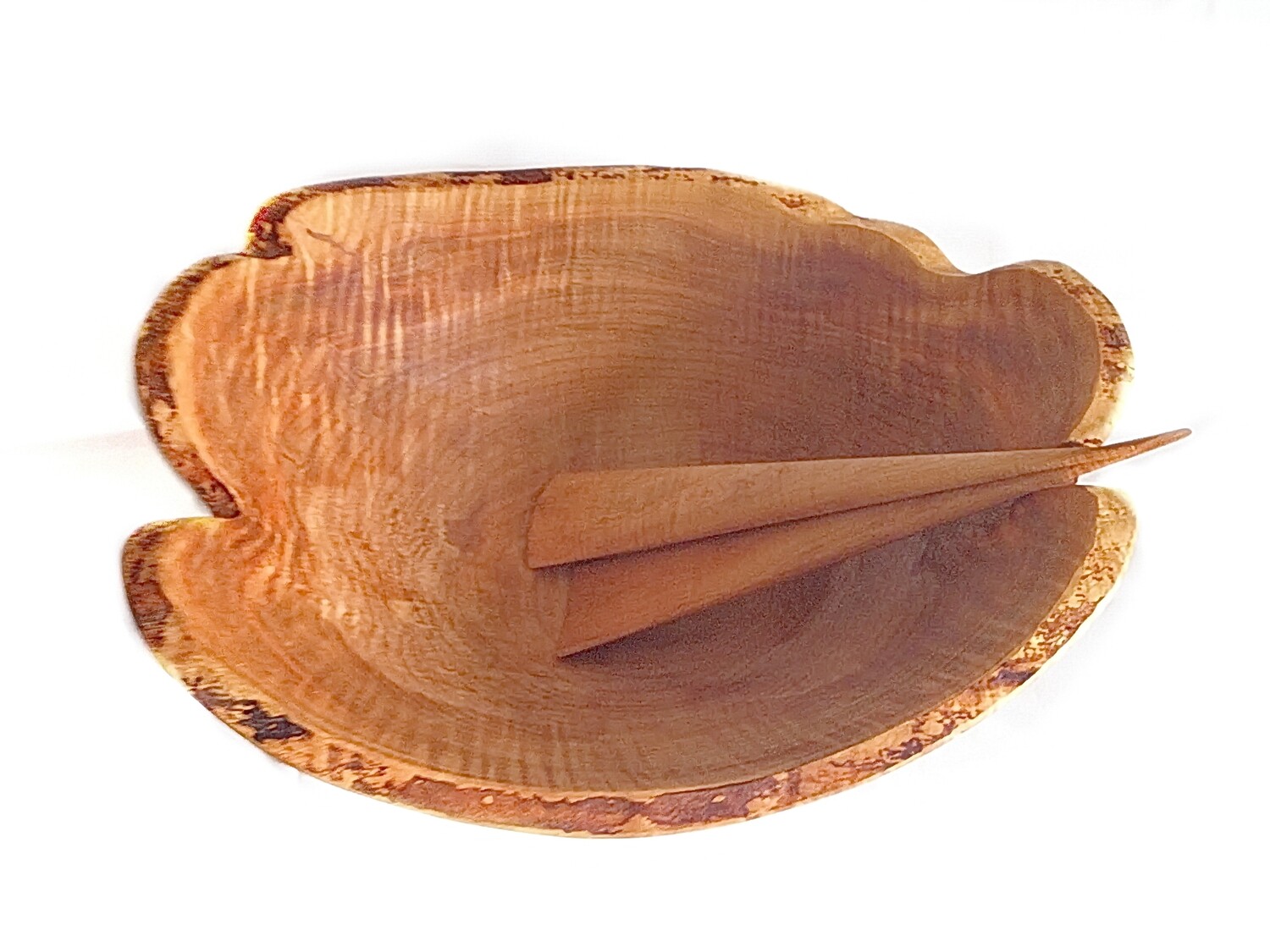 Huge Maple Salad Bowl and Paddle Rough Edge Spalted Maple