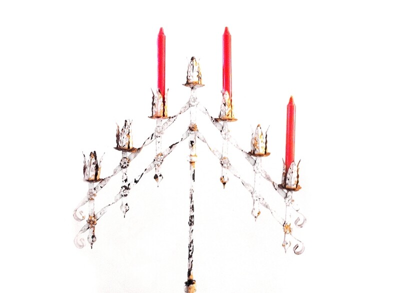 Antique Gothic Floor Church  Religious Candelabra Candle Holder