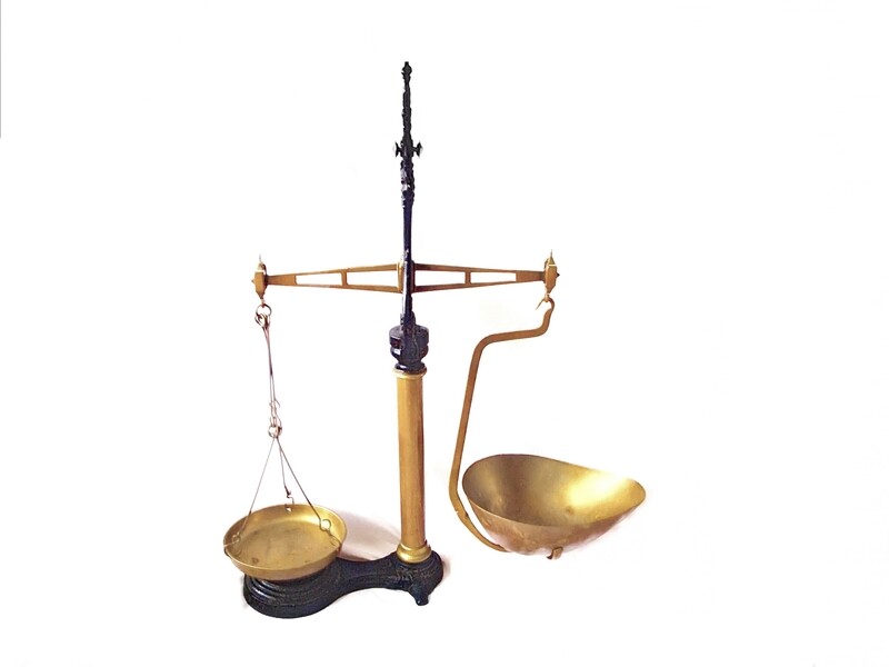 Victorian Iron Brass Merchant Weight Scale Kitchen Decor